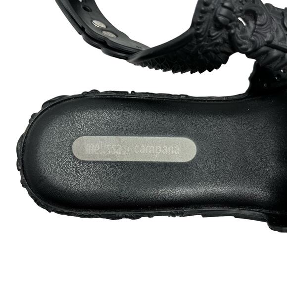 Melissa + Campana Barroca Black Gladiator Jelly Sandals Womens Size US 10 NEW - Picture 9 of 10